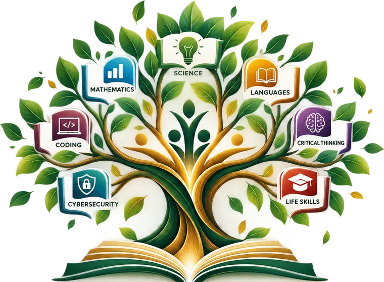 Kaptrix Edu Knowledge Tree with integrated books and growth branches